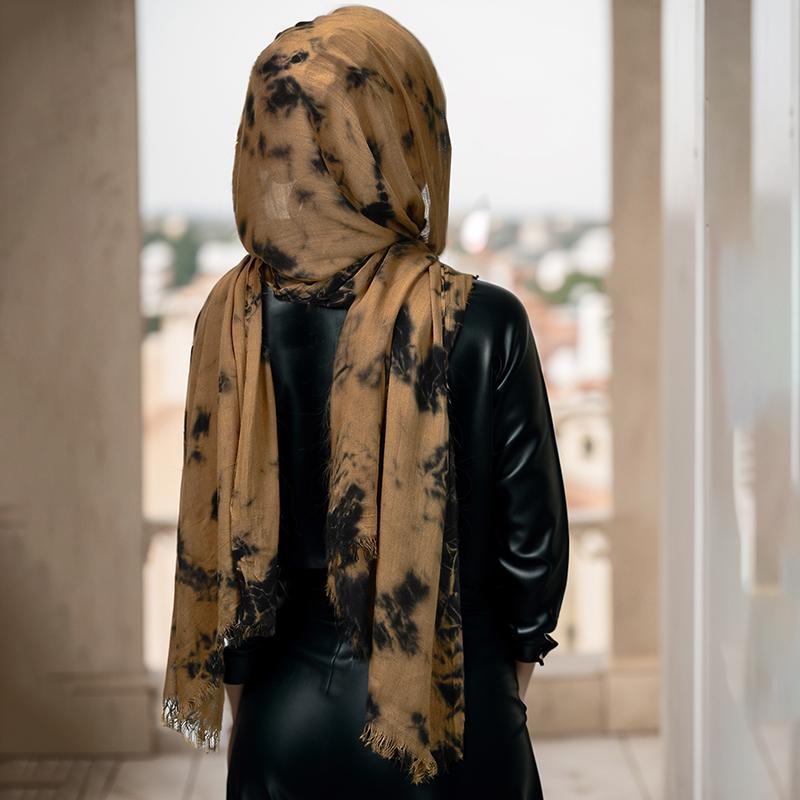 Новый Омбре Тай-дай Хлопок Район Хиджаб Шарф Женский Мусульманский Длинный Шаль Исламский Головной Платок Обёртывания Повязка на Голову Ид Вуали Фуляр 185*70см