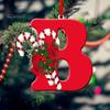 Подвесные украшения красного цвета из 26 букв со шнурком и рождественскими цветочными подвесками Рождественская елка Украшение в виде капли Праздничная вечеринка Новый год Рождество