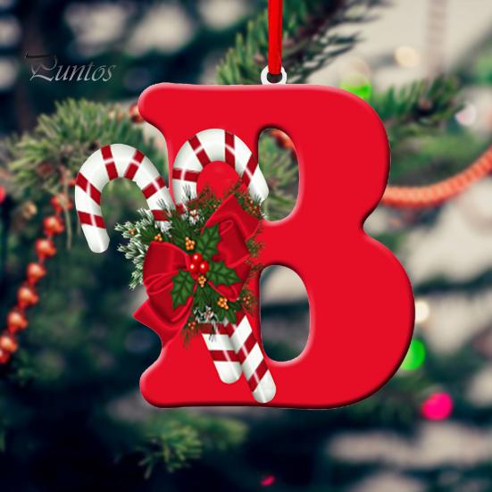 Подвесные украшения красного цвета из 26 букв со шнурком и рождественскими цветочными подвесками Рождественская елка Украшение в виде капли Праздничная вечеринка Новый год Рождество