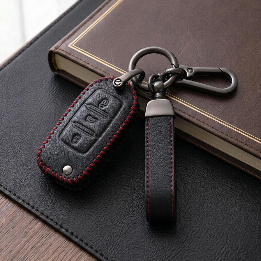 Genuine Leather Car Key Cover For VW Golf MK5 MK7 Jetta Polo Tiguan Passat Skoda Octavia Fabia Seat Leon Ibiza Key Fob Case