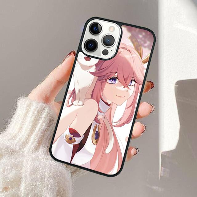 Чехол для телефона Genshin Impact Яэ Мико Для iPhone 17 Air 13 12 14 15 16 Чехол Для Apple Pro Max Plus Coque