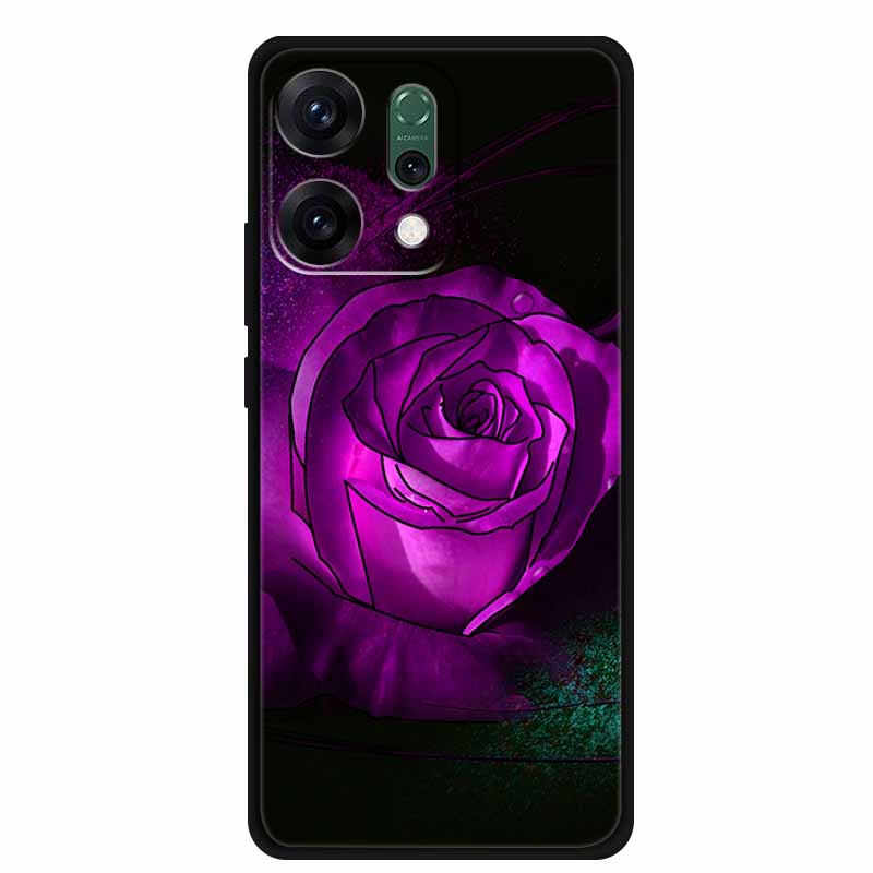 For Oppo Reno 14 5G 3D CaseRelief Flowers Emboss Phone Cover For Oppo Reno 14 Black Silicone Shockproof Soft Fundas Protector