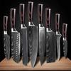 Zmart 20cm Kitchen Knives 8 Pieces Laser Damascus Pattern Chef Knife Sharp Santoku Knife Bread Cutter 7CR17 Kitchen Knife Cooking Utensil Damascus