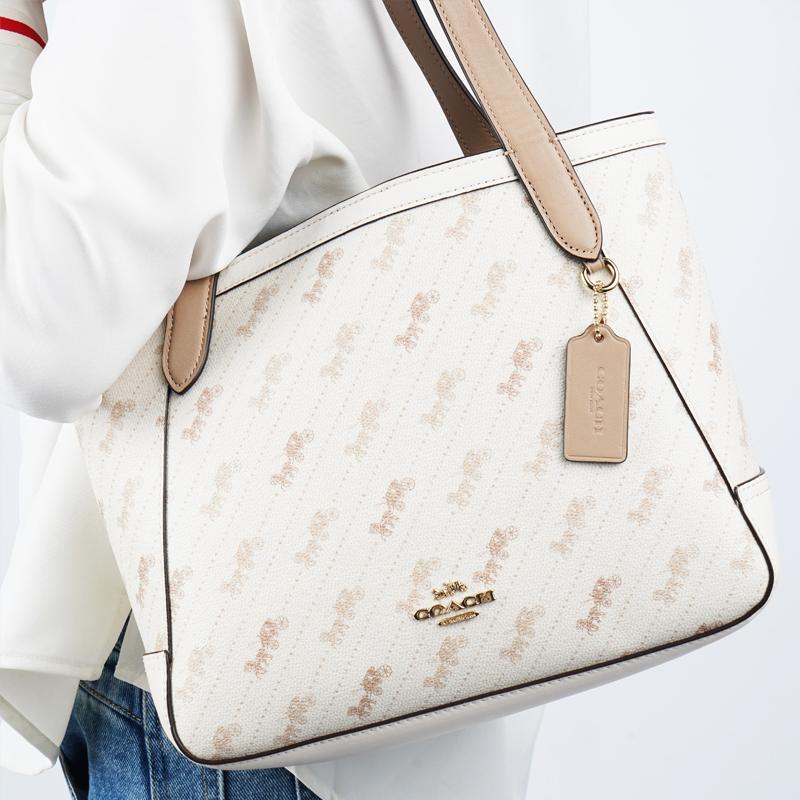 COACH handbag Tote 27 carriage presbyopia bottom gradient color artificial leather Tote bag Tote bag shopping bag shoulder medium size women's pink