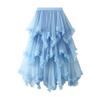 Qooth Women 10 Color Asymmetrical Tulle Ball Gown Skirt Elegant High Waist Fairy Mesh A-line Skirt For Spring Summer QT2126