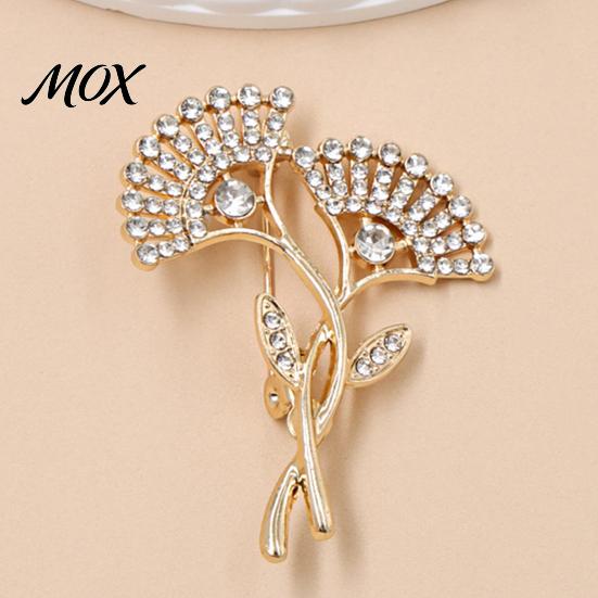 Elegant Leaf Jewelry Rhinestone Ginkgo Brooch, Sparkling Lapel Pin for Men Women, Women Brooch Decorative Badge Clothes Bag Hat Scarf Suits Accessory