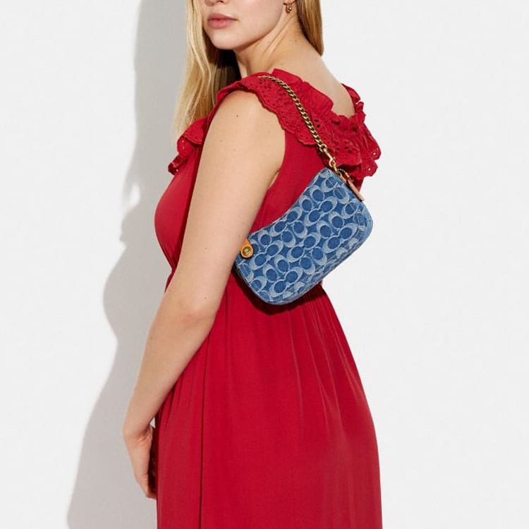 COACH Swinger Fabric Pochette, Shoulder Bag Women's Denim CA132-B4IN