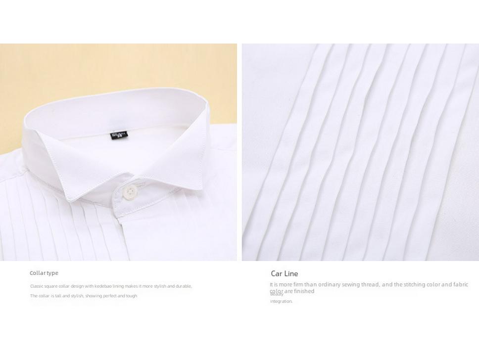 Мужская белая рубашка-смокинг с воротником-стойкой и длинным рукавом с черными запонками для свадеб и жениха