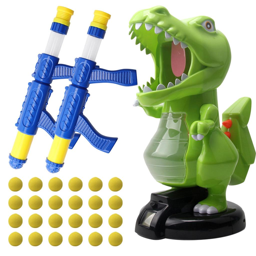 Игрушка-стрелялка «Динозавр» для детей 5-7 лет, с 2 помповыми пистолетами, стрелялка с 24 шариками, свет и звук, подарочная игра для мальчиков и девочек