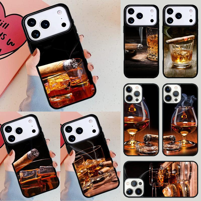 Чехол для телефона 'Сигара Виски Ледяной Напиток' Для iPhone 17 Air 14 15 13 12 Max Чехол Для Apple 14 15 16 16e 11 Pro Max Plus Coque