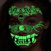 Наклейка на лицо с татуировками на Хэллоуин, светящаяся в темноте 3D-набор для макияжа ведьмы-зомби, водонепроницаемые съемные временные наклейки для татуировки ко Дню мертвых