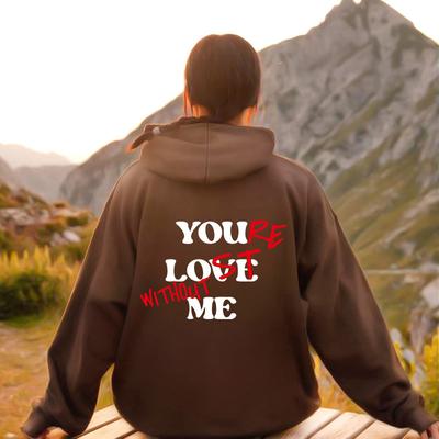 Осенне-зимний свитер с принтом алфавита You Love Me, с капюшоном и рукавами из флиса для женщин