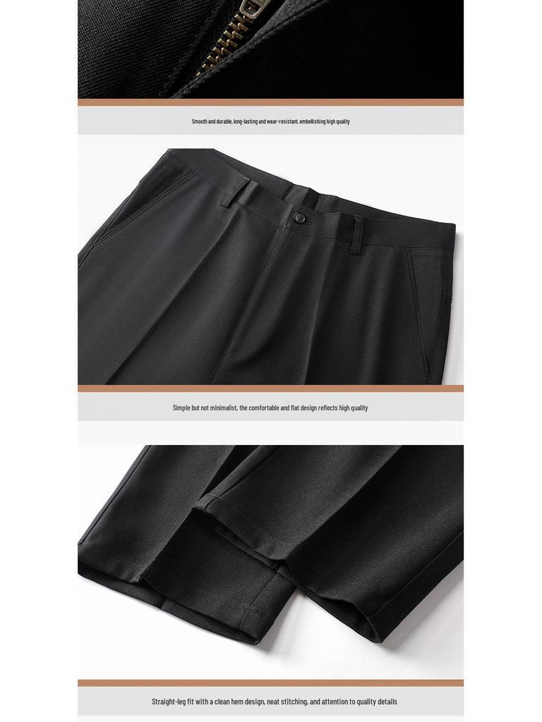 Мужские деловые повседневные брюки с высокой посадкой и прямыми штанинами – Эластичные, мягкие, приятные к коже, брюки свободного кроя для осени