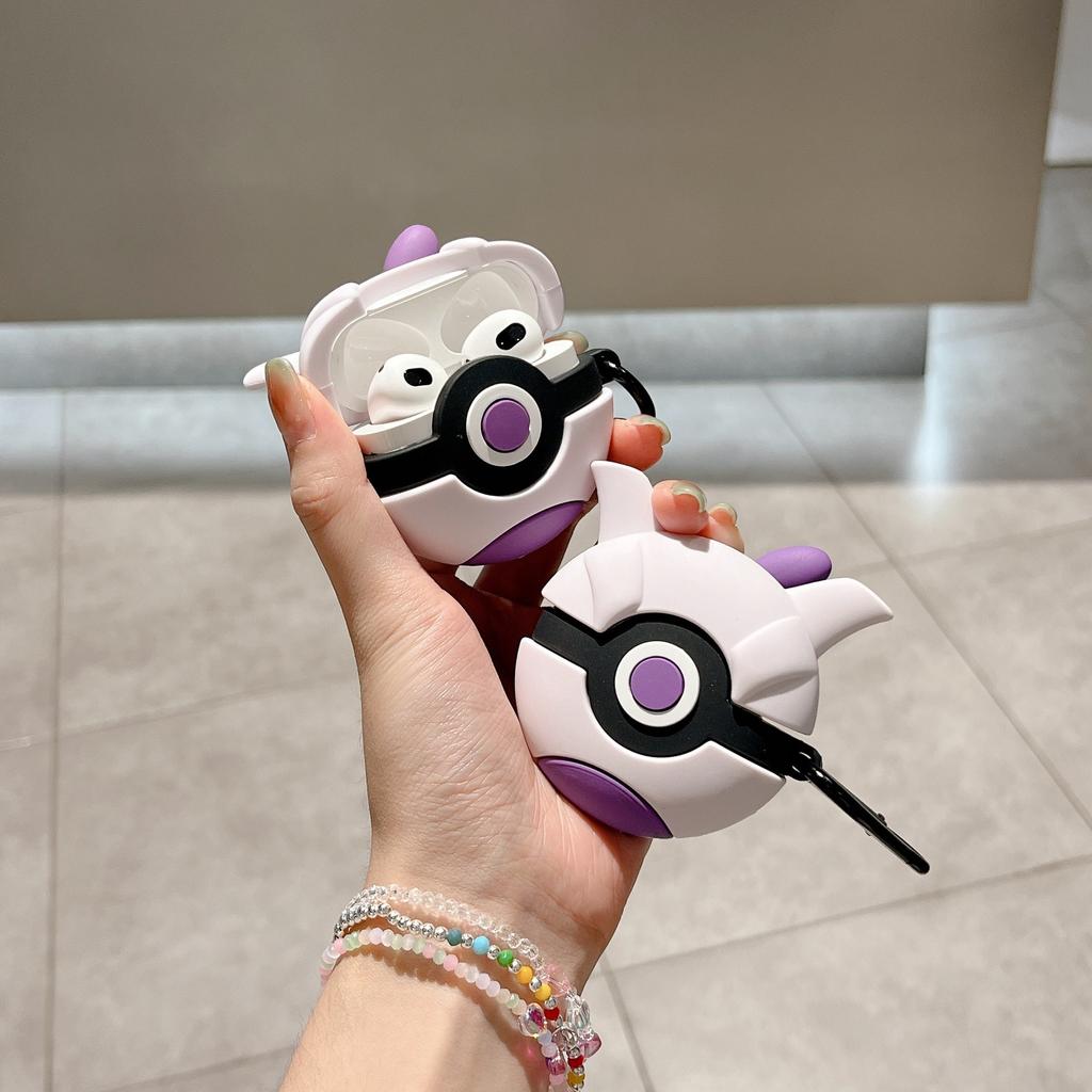 Для Airpods 4 Чехол 2024, Pokemon Mewtwo Фиолетовый Шар Защитный Силиконовый Чехол Для Наушников Для Airpods 4 Чехол Для Девочек Женщин Детей