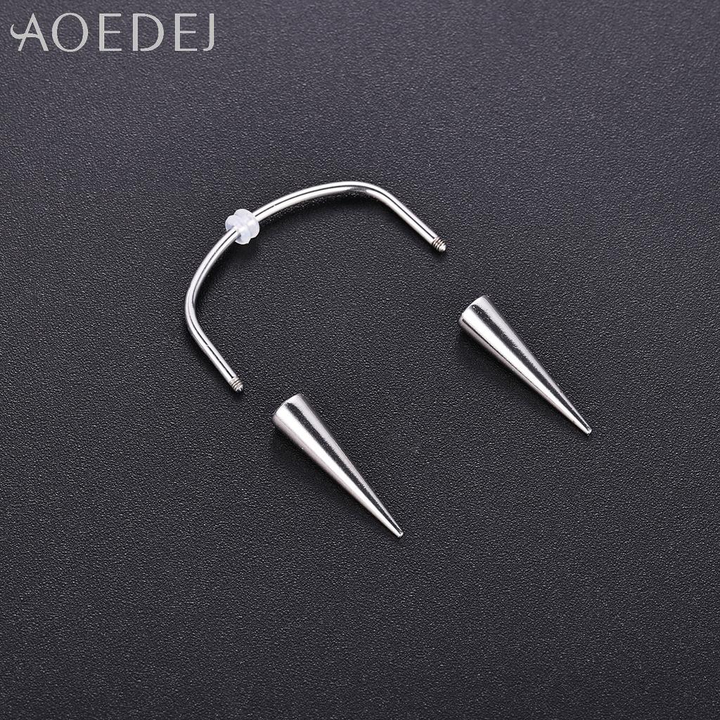AOEDEJ 2 шт./лот 16G Шип из нержавеющей стали для губ Женский Мужской Хэллоуин Пирсинг губ Конус 2 Цвета Смайлик Пирсинг Клык 19/22 мм