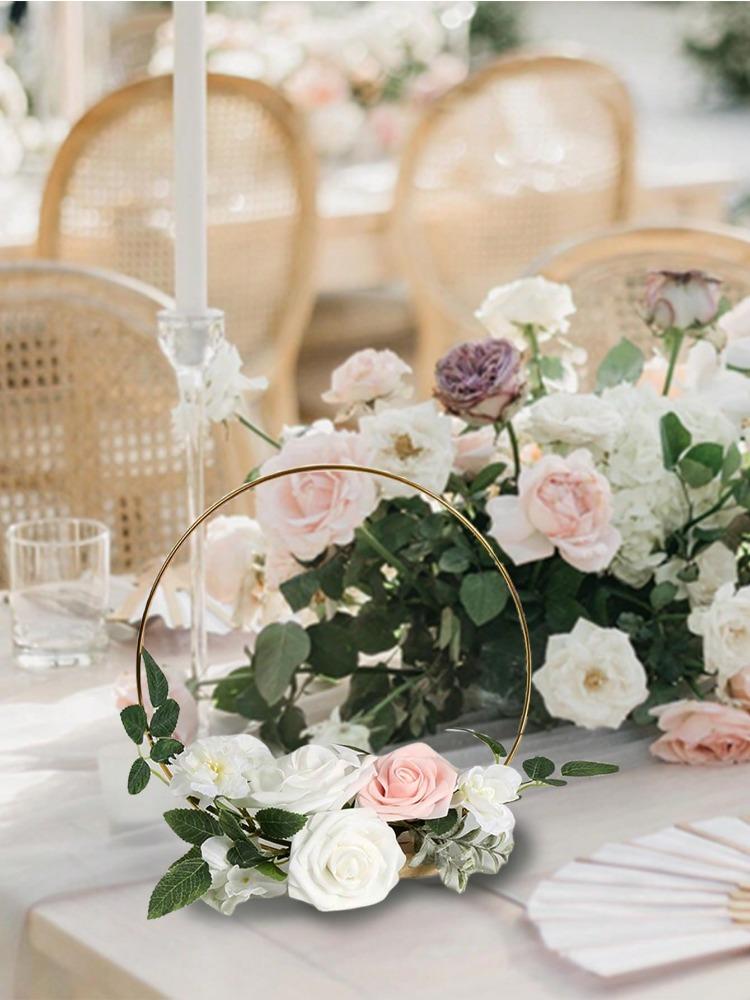 3PCS Artificial Flowers Wedding Wreath Floral Artificial Roses Centerpieces for Sweetheart Table Head Table Ceremony Reception Wedding Decorations
