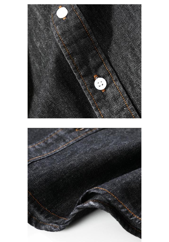 Men's Denim Long-Sleeve Casual Shirt with Embroidery - Trendy, Handsome, Loose, and Versatile for Spring and Autumn.