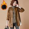 Autumn and Winter Fashion Women Leather Jacket Red Top Long Sleeve Black Coat