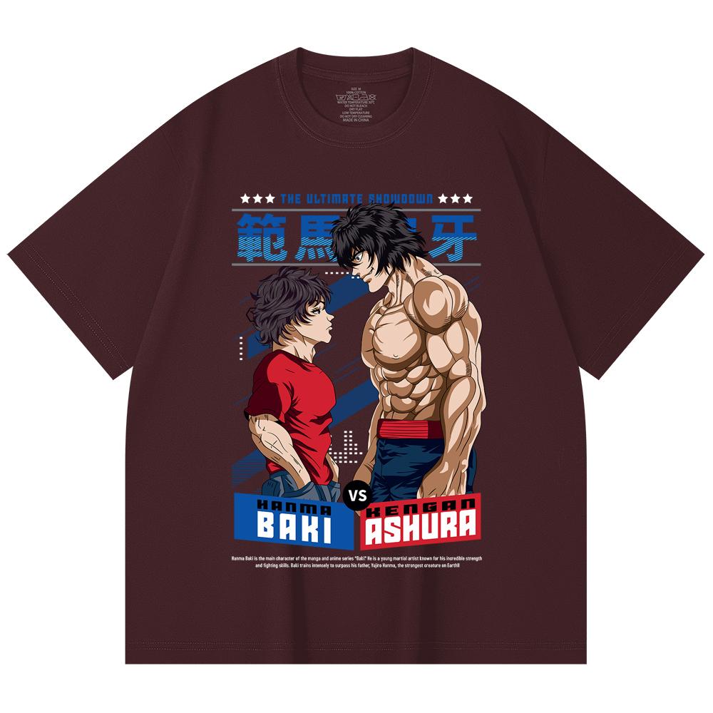 230 г/м² 100% хлопок Baki V2 Baki Ashura Принт Унисекс Тяжелая хлопковая футболка