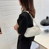 Women Corduroy Shoulder Bag Solid Color Retro Handbag Zippered Underarm Hobo Handbag for Travel Work Parties