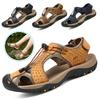 Летние мужские кожаные сандалии, походная уличная пляжная обувь, нескользящие мягкие мужские повседневные спортивные сандалии, забродные кроссовки на платформе