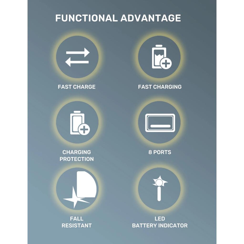 8 портов USB быстрое зарядное устройство быстрая зарядка QC3.0 PD3.0 многофункциональная USB зарядная станция ЖК-цифровой дисплей быстрое зарядное устройство для iPhone Android