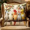 Colorful Cockatiel Parrot Pillow Cover Faux Embroidery 2D Bird Print Boho Botanical Cushion Case For Sofa Bed Couch Home Decor