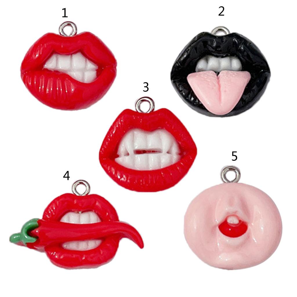 10pcs Sexy Red Vampire Mouth Lip Resin Charm for Jewelry Making Findings Cute Earring Keychain Pendants DIY Flatback