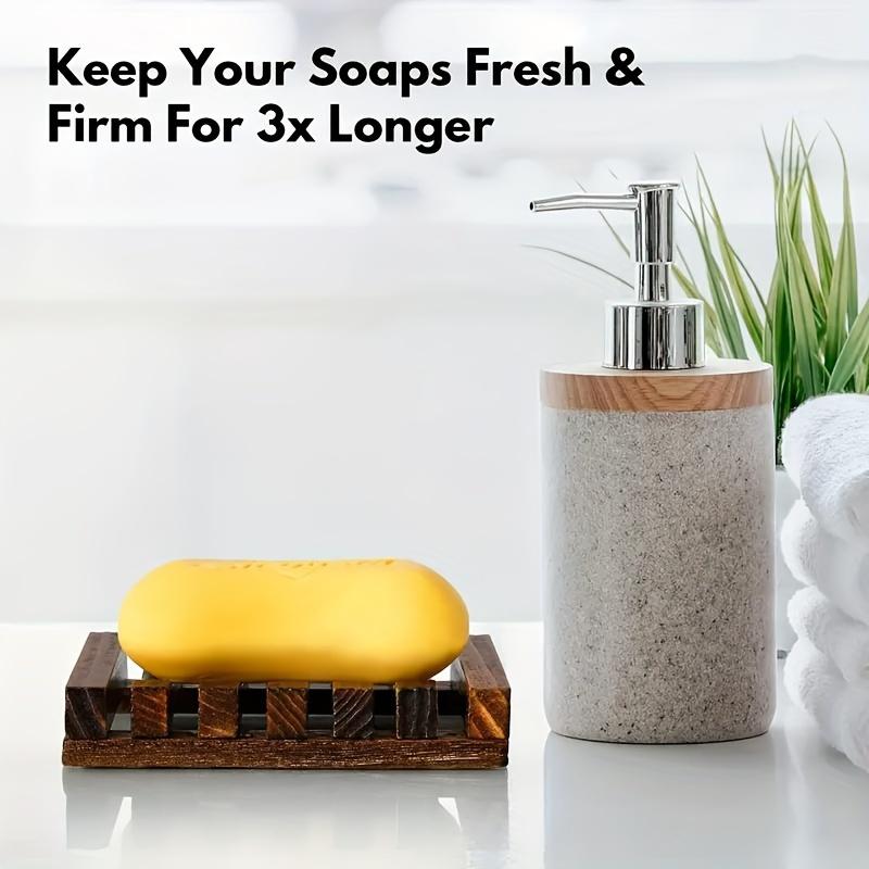 Bamboo Wooden Soap Dish Holder Self Draining Soap Tray for Bathroom Kitchen Shower Sink Countertop Organization Bathroom Tools