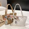 Embroidered Silk Scarf Shopping Bag Simple Shoulder Bag Korean Version Large Capacity Shopping Bag