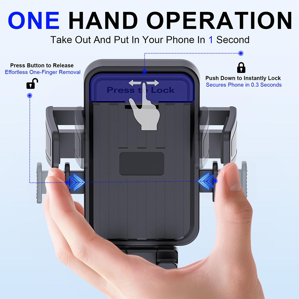 Auto Lock Car Monitor Phone Mount Screen Side Display Clip Holder for 4 To 7 Inch Smartphone Multi Angle Adjustable Brackets