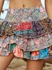 Bohemian Retro Paisley Color Block Party Skirt