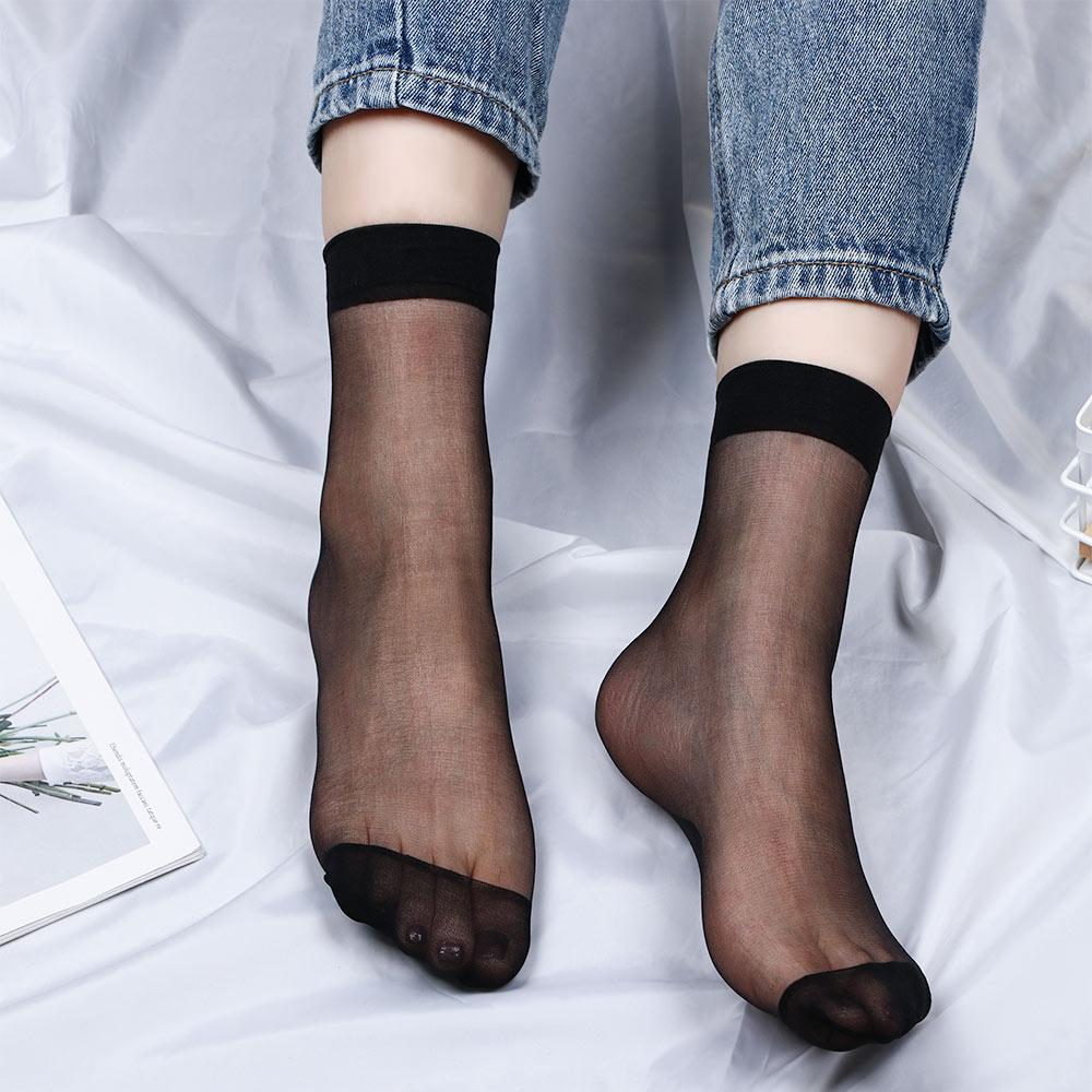 Women Elastic Sexy Short Socks Ultra-thin Transparent Ankle Socks Crystal Stockings