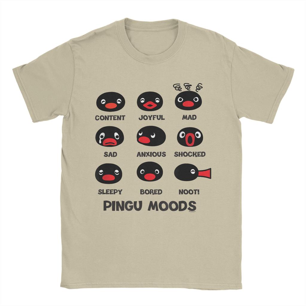 Men's Pingu Pingu Moods T Shirts  100 Cotton Clothes Summer Streetwear Short Sleeve T Shirt O Neck Popular Printed Tee Shirt