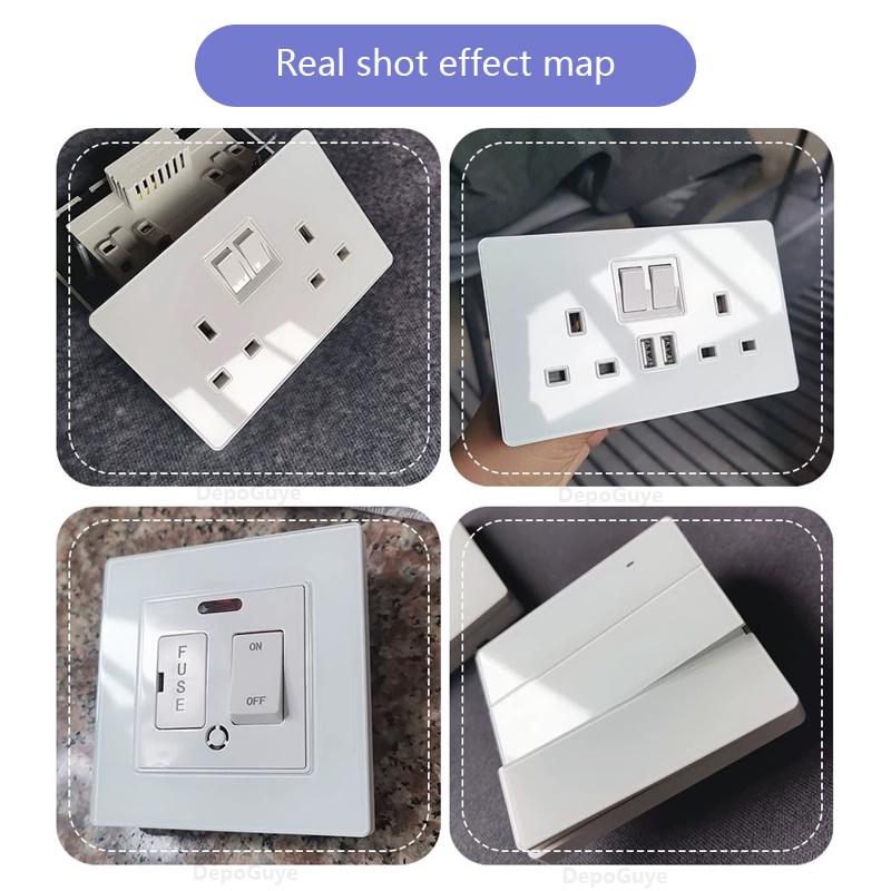 Стандарт Великобритании настенный светодиодный выключатель 2-позиционный розетка питания, 18 Вт быстрая зарядка универсальная двойная 3-контактная вилка USB Type-C стеклянная розетка