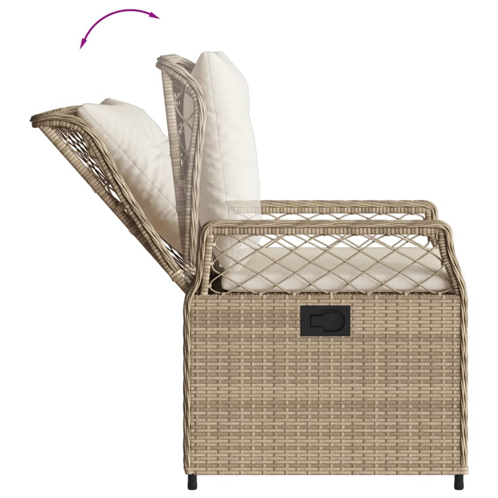 5 Piece Outdoor Dining Set with Cushions Beige Poly Rattan