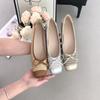 2025 Spring and Autumn New Korean Version Temperament Small Fragrant Style Flat-soled Single Shoes Round Head Bow Inner Height Increase One Pedal Lazy