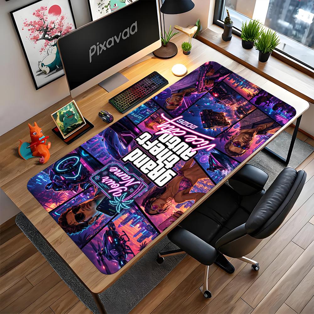 Grand Theft Auto Customize Text Mouse Pad Desk Mouse Pad HD Print Desk Pad Non-Slip Rubber Bottom Office Desk Accessory
