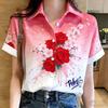 Summer new Thai short-sleeved printed shirt women's summer loose ins trendy casual couple shirt