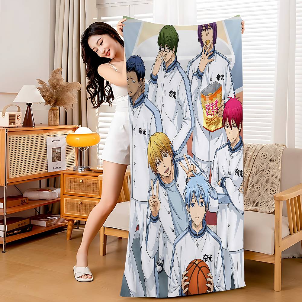 Баскетбольное аниме Kuroko Банное полотенце Микрофибра Мягкое Впитывающее Дышащее Для девочки Детей Декоративное Мультяшное Пляжное полотенце