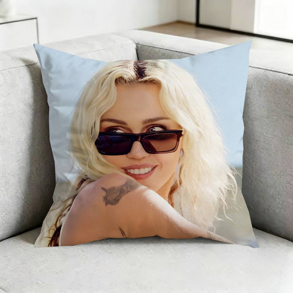 MileyY Cyrus Singer Pillow Case Square DoubleSided Sofa Cushion Cover Bedroom Bedside Pillow Gift