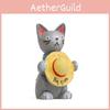 Resin Standing Cat Holding Straw Hat Ornament For Modern Interior Decor And Social Media Content