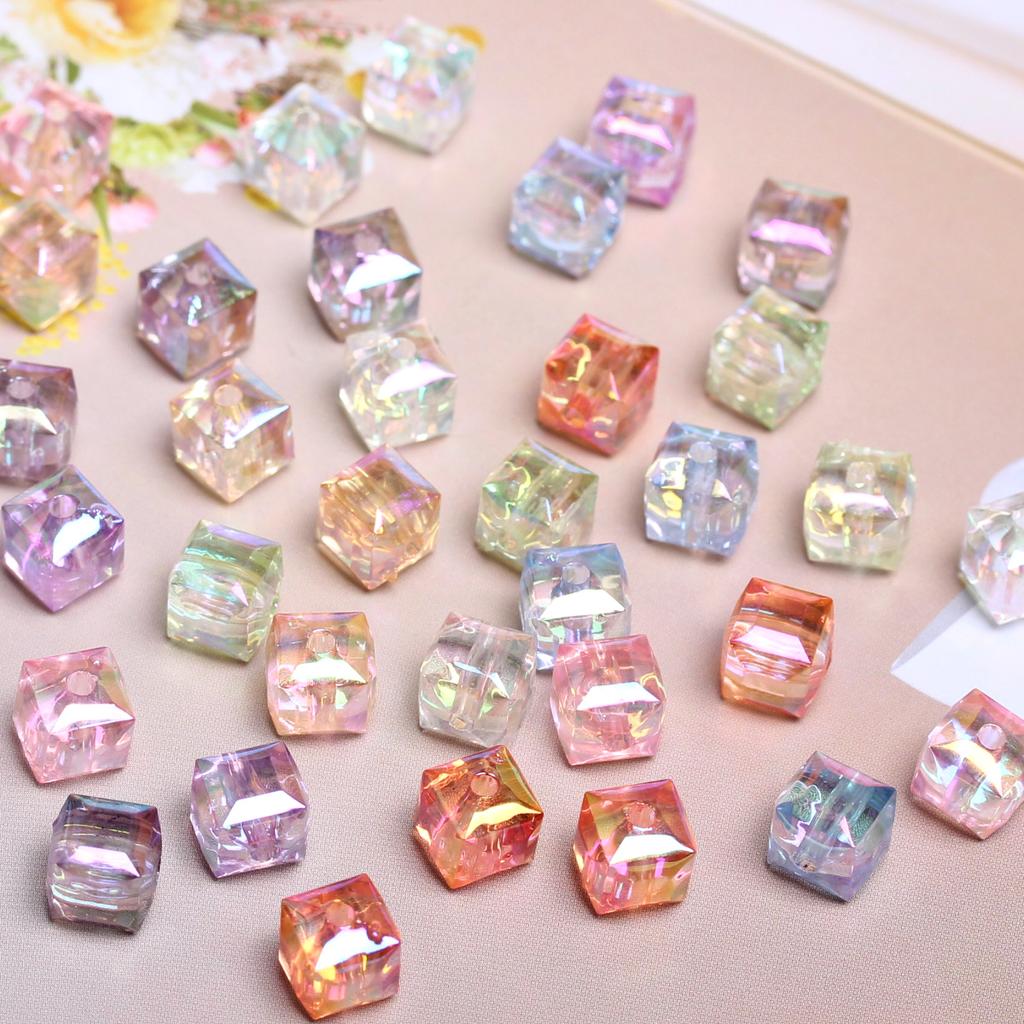 Бусины для изготовления ювелирных изделий, 8 мм, кубические, квадратные, граненые, серьги, браслеты, подвески, россыпью, чешский хрусталь, 20 шт./пакет, УФ-покрытие, самодельные бусины
