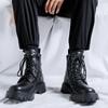 2025 Осень Зима Толстая Основа Полусапоги Мужские Ботинки в Британском Стиле Ботинки на Высокой Подошве Корейская Повседневная Обувь Мотоциклетные Ботинки для Мужчин