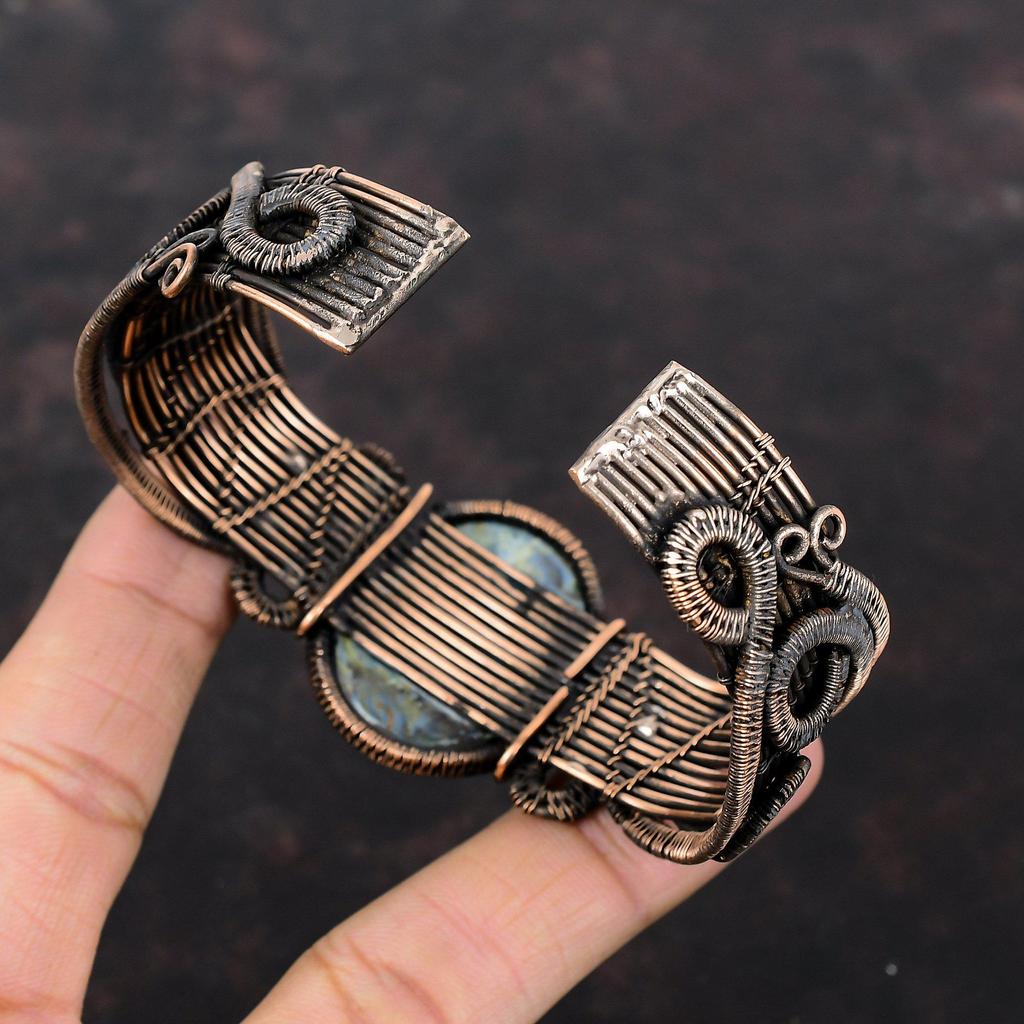 Pietersite Bangle Copper Wire Wrapped Bracelet Adjustable Cuff Bracelet Gemstone Bangle Handmade Cuff Pietersite Copper Jewelry Gift For Him