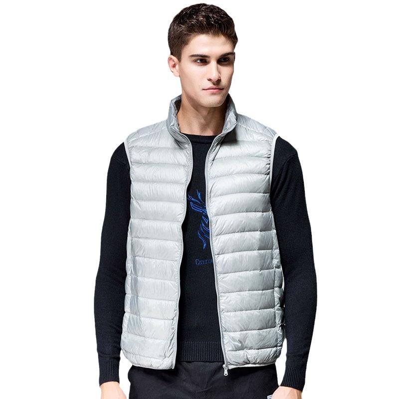 Winter Portable Casual Sleeveless Lightweight Fashion Brand Men Down Vest Coats Plus Size
