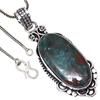 Pendant Chrosocolla Gemstone Handicraft Valentine'Day Gift Silver Jewelry 2"