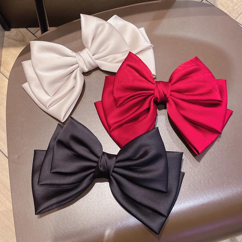 Korean Satin Bow Hairpin for Women - Large Drape Ponytail Clip
