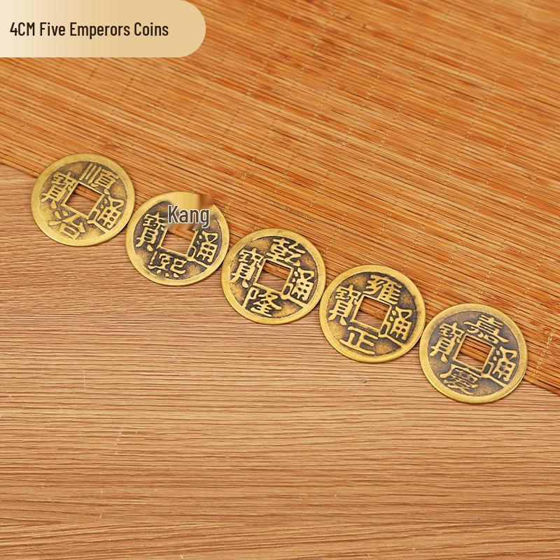Антикварные украшения из настоящей меди и латуни с монетами Пяти императоров, ручная работа