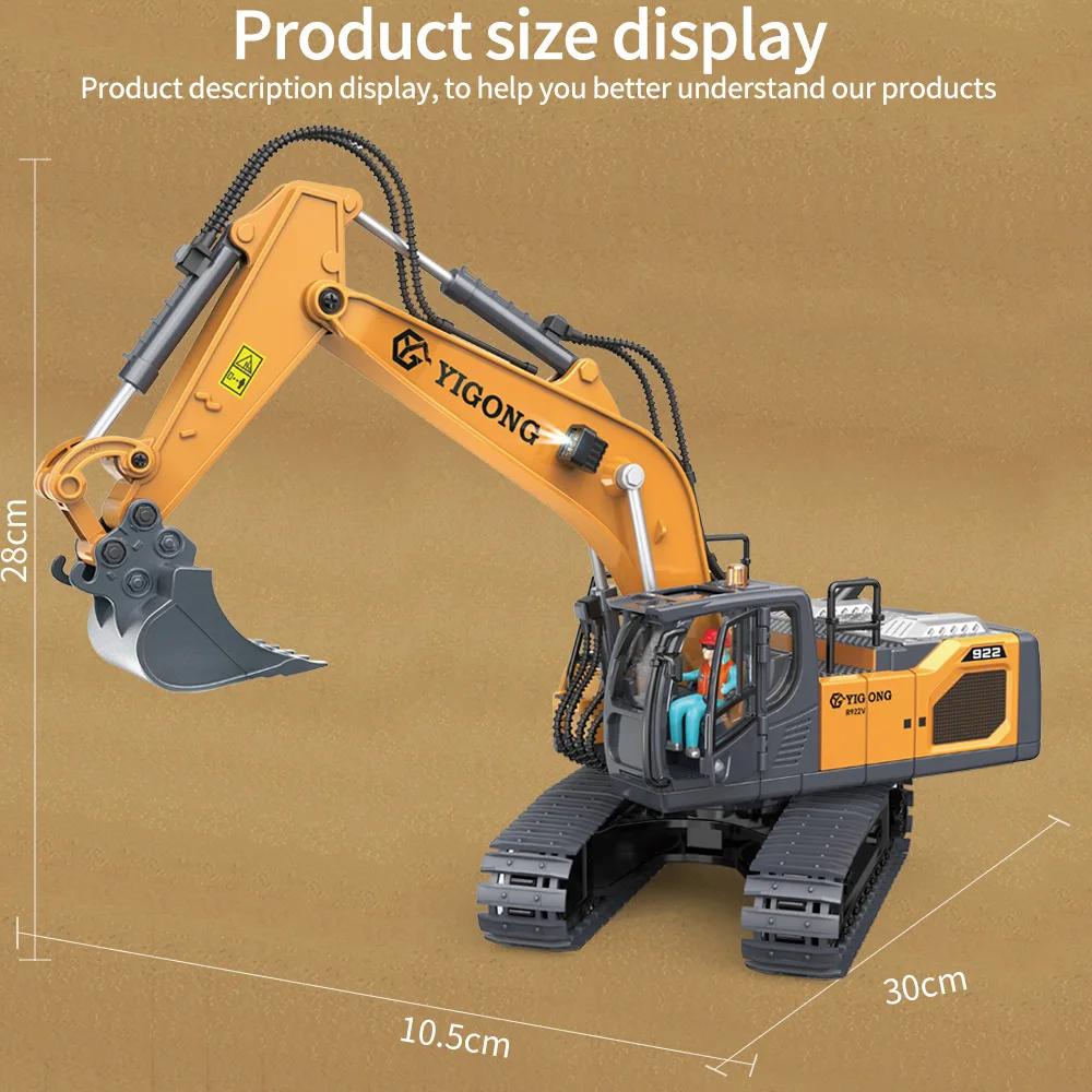 Non-Toxic 1/20 Alloy Remote Control Excavator 2.4G Upgraded Rc Car Model Unlimited Rotation Children Engineering Vehicle Toy For Kid Gift